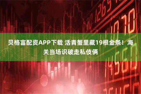 贝格富配资APP下载 活青蟹里藏19根金条！海关当场识破走私伎俩
